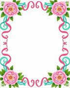 Pink Rose floral ribbon Border Design Rug