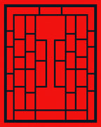 Bold Red Geometric Lattice Design Rug