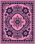 Pink Navy Floral Mandala Pattern Rug
