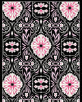 Ornate Pink Floral Black Garden Rug