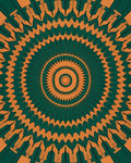 Emerald Orange Sunburst Mandala Rug