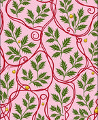 Pink Floral With Red Swirl Pattern Rug