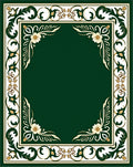 Green Floral Bordered Square Design Rug