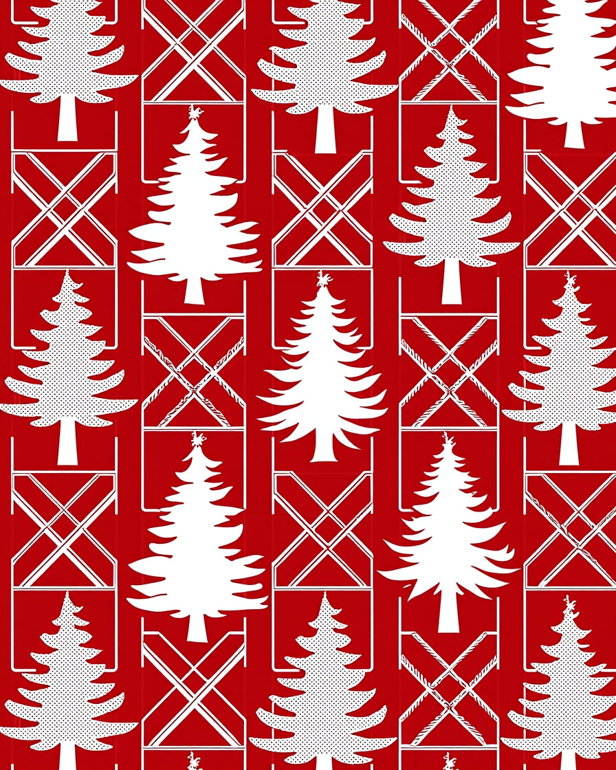 Red Christmas Tree Lattice Pattern Rug