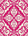 Fuchsia Damask Scroll Pattern Rug