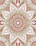 Red White Symmetrical Floral Medallion Rug