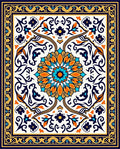 Vibrant Orange Blue Floral Mandala Rug