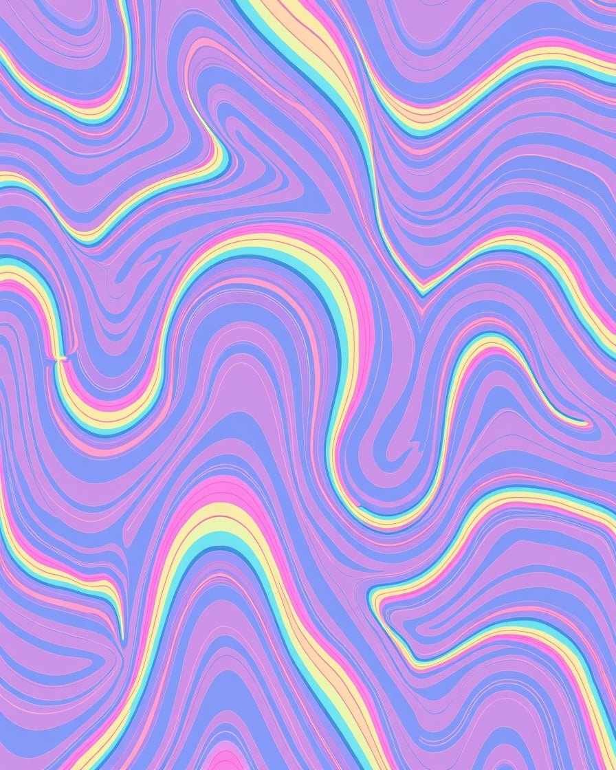Pastel Swirl Rainbow Abstract Rug