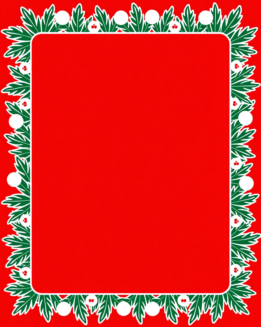 Festive Holly Berries Pine Border Rug