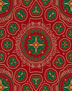 Rich Red Floral Geometric Pattern Rug