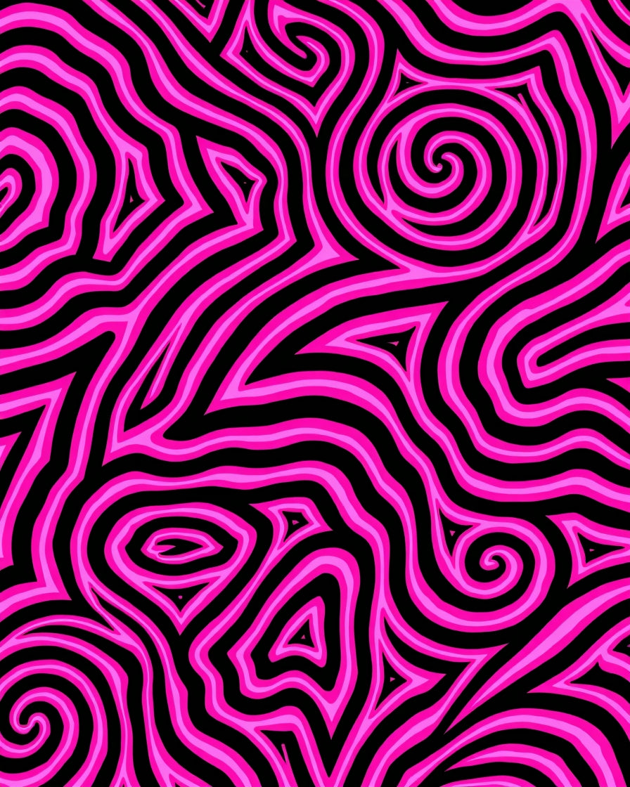 Vivid Pink Swirls Abstract Design Rug