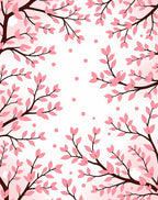 Pink Blossom Branches Dots Design Rug