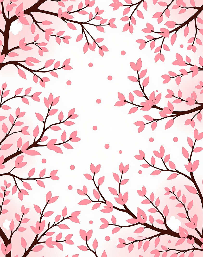 Pink Blossom Branches Dots Design Rug