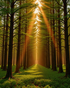 Enchanted Forest Sunlight Ray Pattern Rug