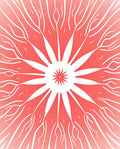 Radiant Geometric Starburst Coral Pattern Rug