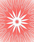 Radiant Geometric Starburst Coral Pattern Rug