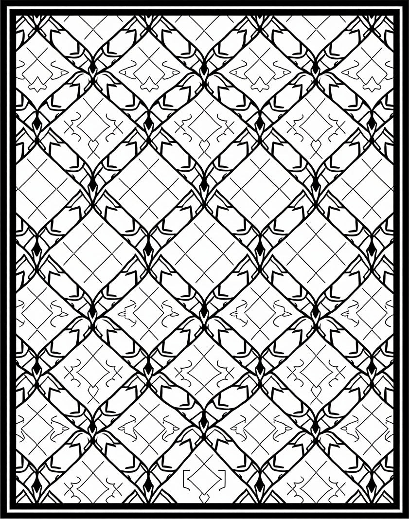 Monochrome Geometric Scrollwork Pattern Rug