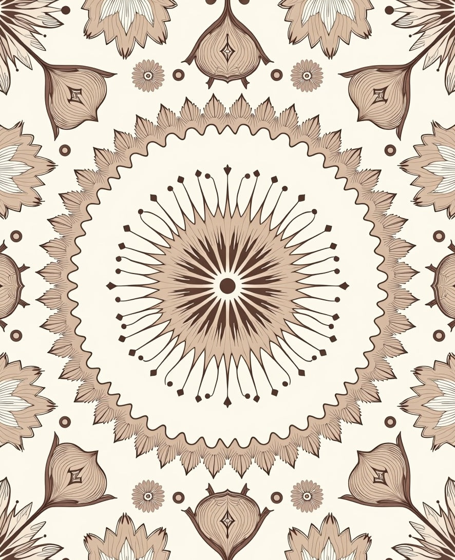 Drawn Floral Mandala Pattern Rug