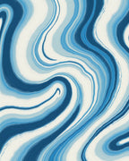 Blue Wavy Abstract Pattern Rug
