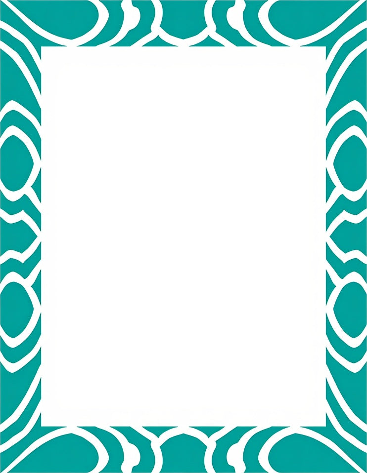 Teal And White Modern Geometric Design Rug