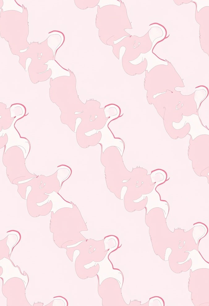 Pastel Pink Abstract Bear Pattern Rug