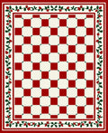Red White Checkerboard Floral Border Rug