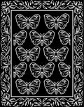 Black White Butterfly Motif Pattern Rug