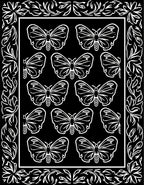 Black White Butterfly Motif Pattern Rug
