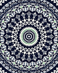 Artistic Navy Floral Mandala Pattern Rug