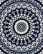 Artistic Navy Floral Mandala Pattern Rug