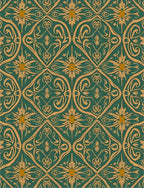 Gold And Green Floral Art Nouveau Rug