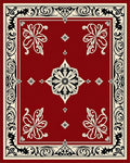 Rich Red Floral Scroll Border Design Rug