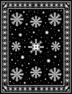 Black White Snowflake Border Garland Rug