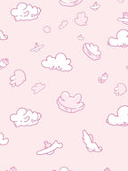 Pink Whimsical Cloud And Plane Pattern Rug