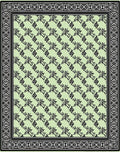 Light Green Floral Bordered Medallion Rug