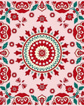 Red Green Floral Mandala Rug
