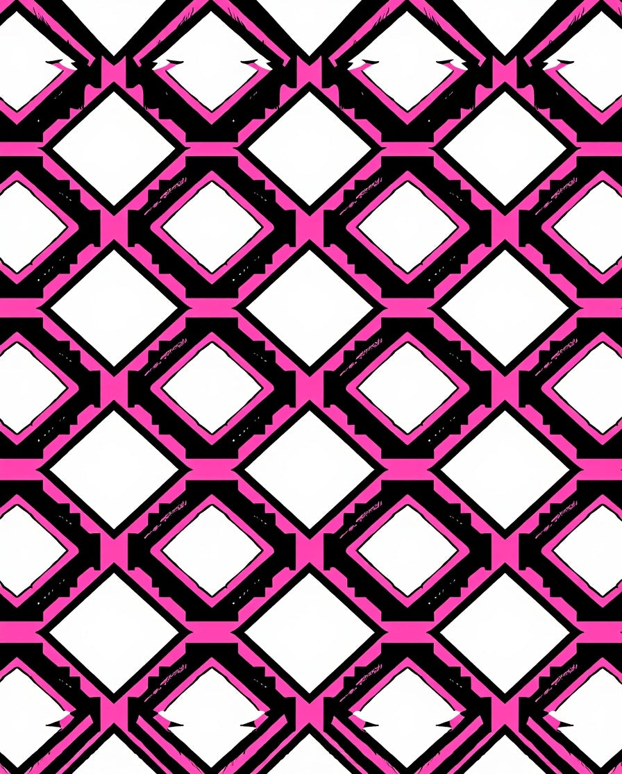 Bold Pink Black Diamond Geometric Rug