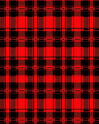 Bold Red Black Plaid Pattern Rug