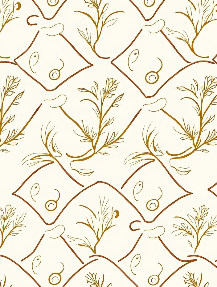 Organic Brown Gold Sketchy Vine Rug