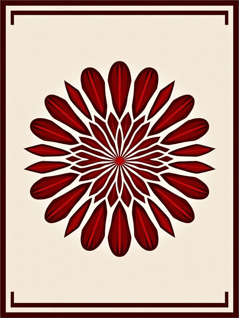 Geometric Red Floral Mandala Design Rug