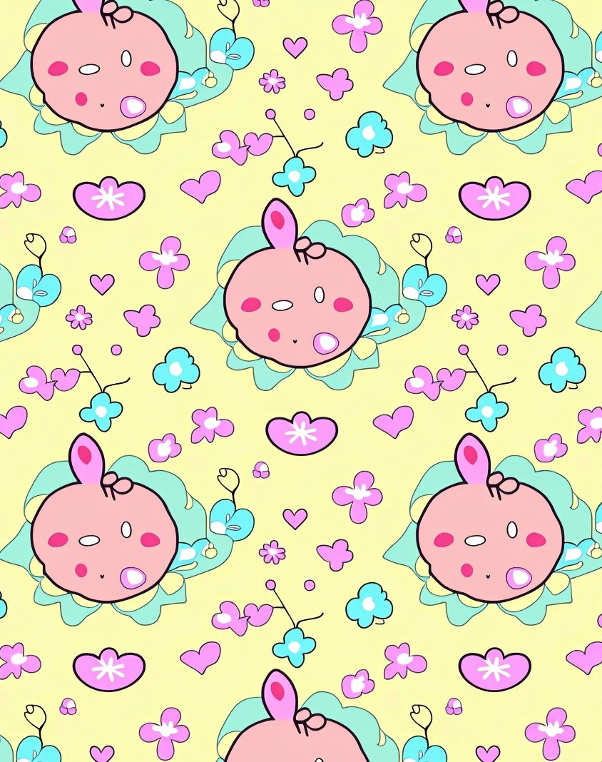 Sweet Baby Animal Floral Pattern Rug