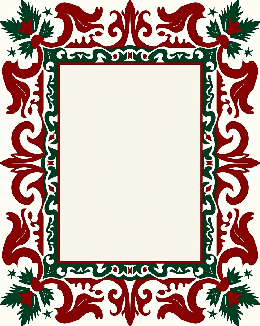 Elegant Red Green Floral Ornament Rug