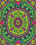 Vibrant Psychedelic Floral Mandala Pattern Rug