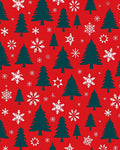Festive Evergreen Trees Snowflake Pattern Rug