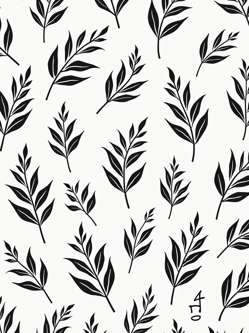 Botanical Leaf Pattern Contrast Rug
