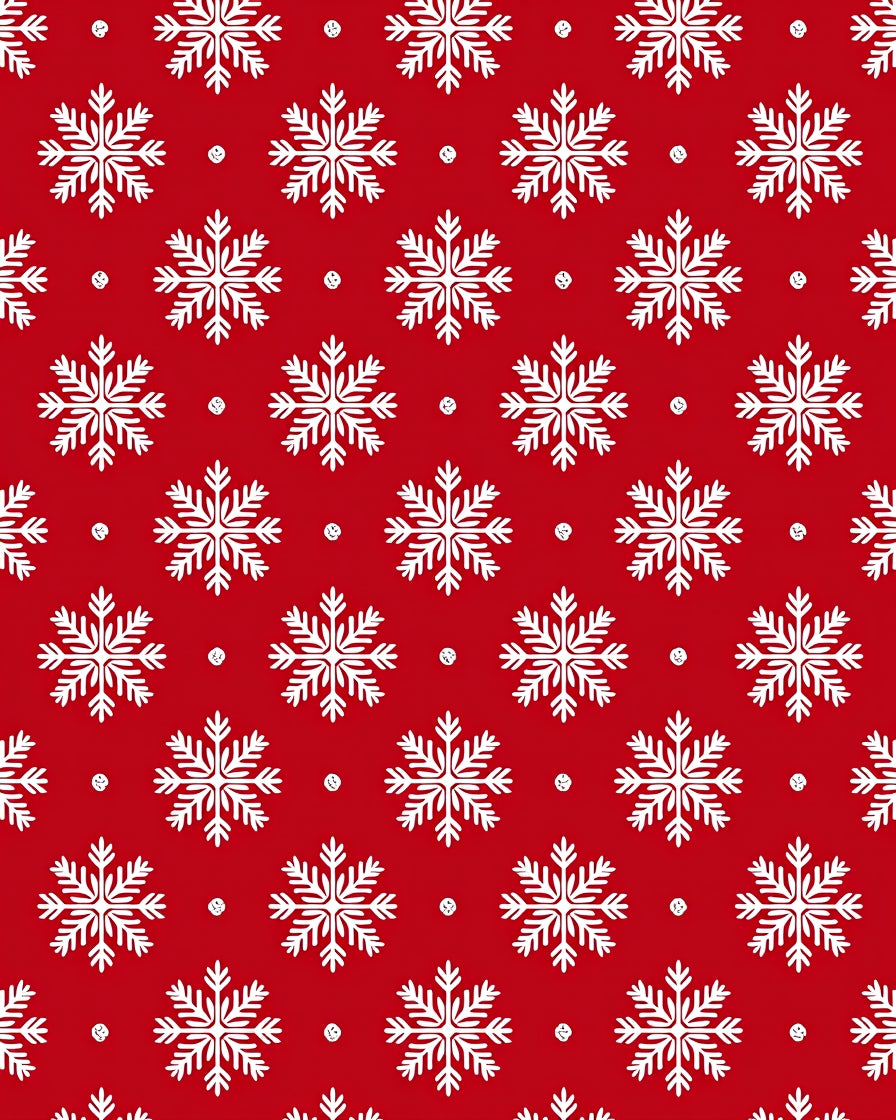 Red White Snowflake Pattern Rug