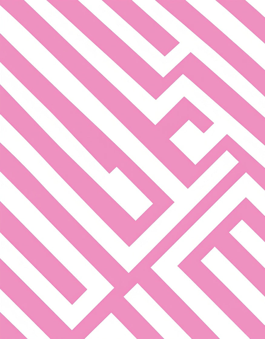 Pink White Geometric Interlocking Stripes Pattern Rug