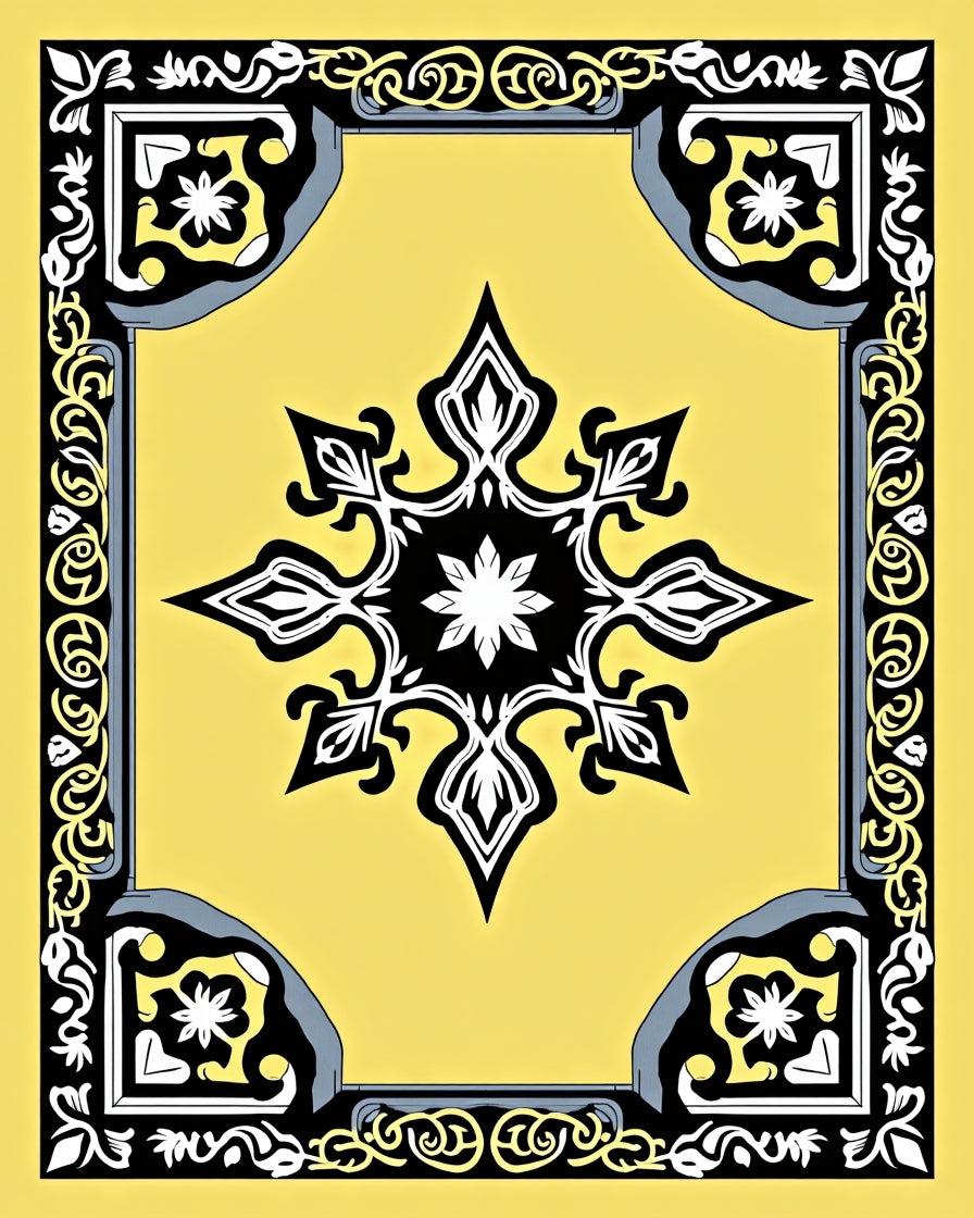 Golden Sunburst Elegant Ornament Rug