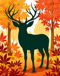 Forest Deer With Maple Leaves Pattern Rug
