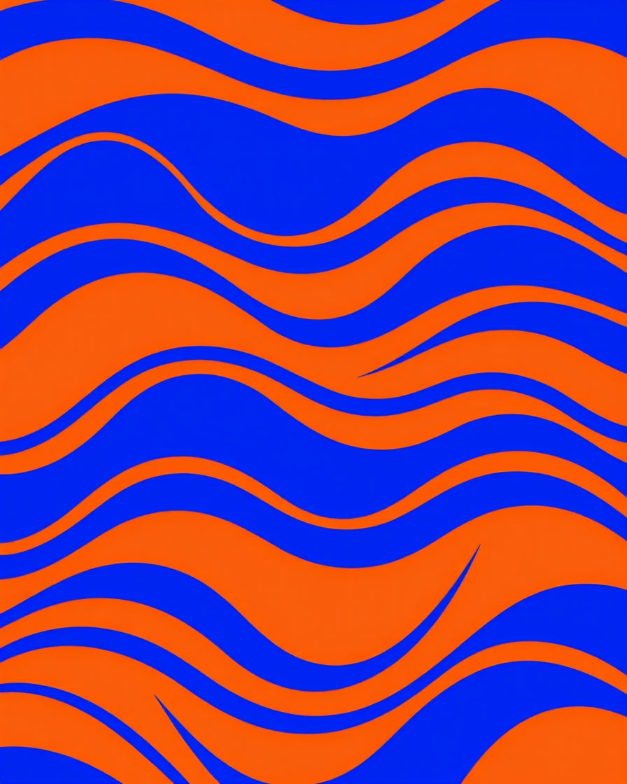 Vibrant Blue Orange Wavy Stripes Rug